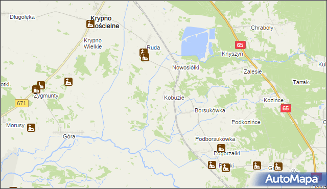 mapa Kobuzie gmina Dobrzyniewo Duże, Kobuzie gmina Dobrzyniewo Duże na mapie Targeo