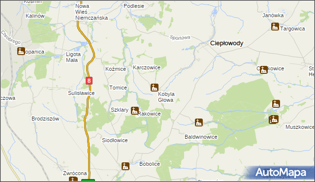 mapa Kobyla Głowa, Kobyla Głowa na mapie Targeo