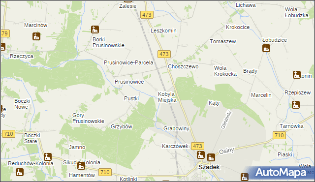 mapa Kobyla Miejska, Kobyla Miejska na mapie Targeo