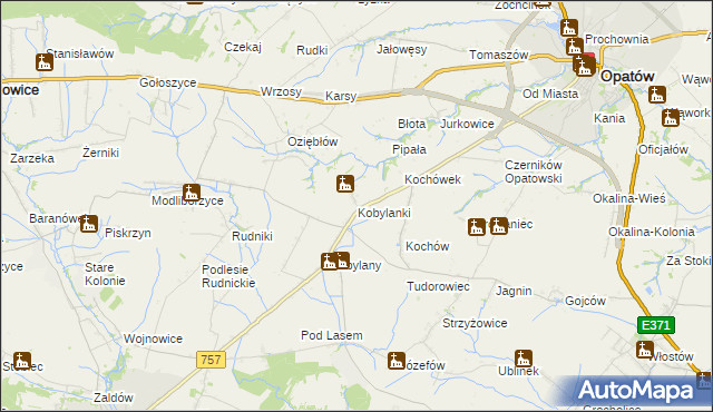 mapa Kobylanki gmina Opatów, Kobylanki gmina Opatów na mapie Targeo