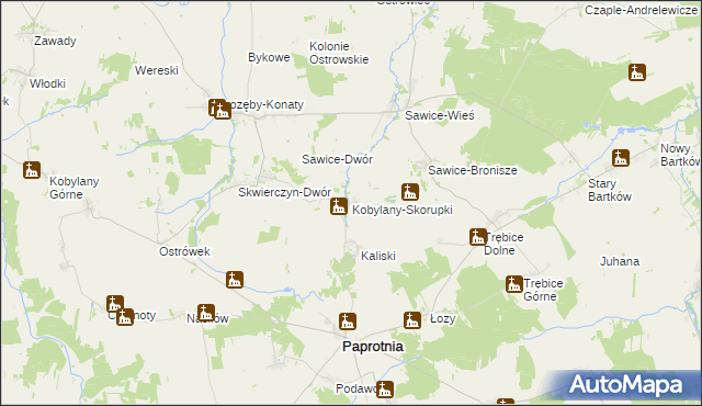 mapa Kobylany-Skorupki, Kobylany-Skorupki na mapie Targeo