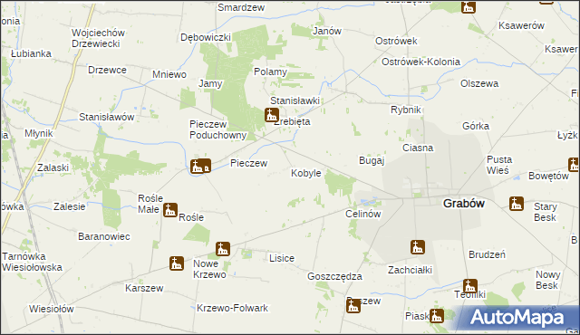 mapa Kobyle gmina Grabów, Kobyle gmina Grabów na mapie Targeo