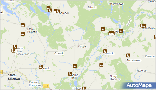 mapa Kobyle gmina Stara Kiszewa, Kobyle gmina Stara Kiszewa na mapie Targeo