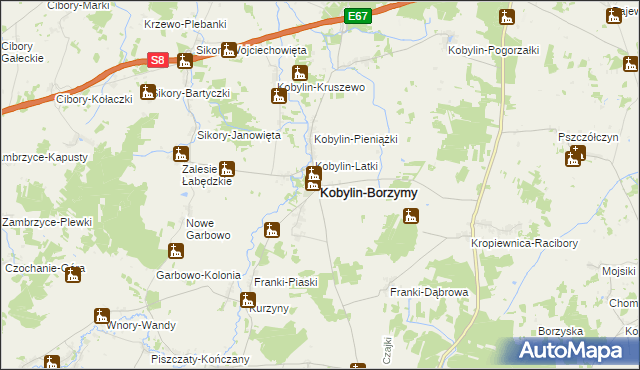 mapa Kobylin-Borzymy, Kobylin-Borzymy na mapie Targeo