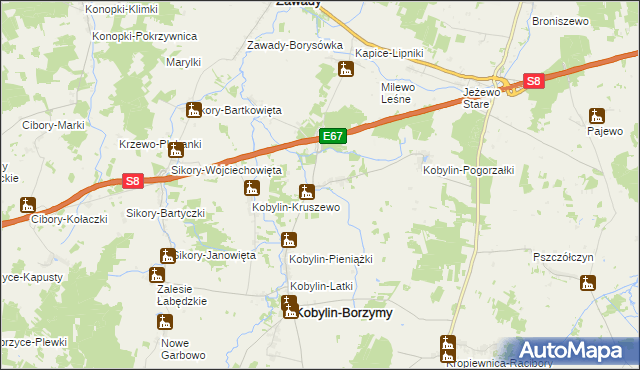 mapa Kobylin-Cieszymy, Kobylin-Cieszymy na mapie Targeo