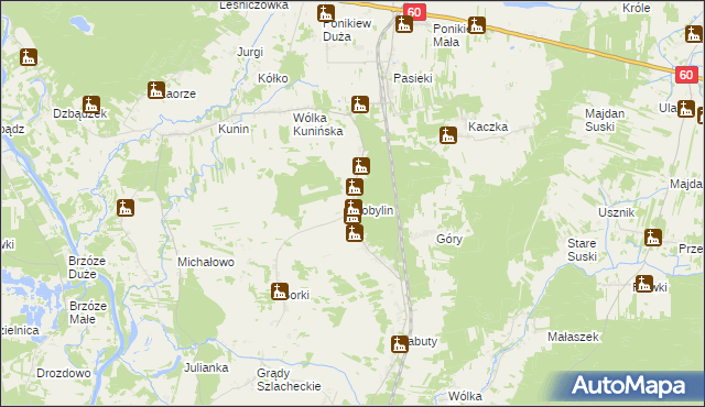 mapa Kobylin gmina Goworowo, Kobylin gmina Goworowo na mapie Targeo