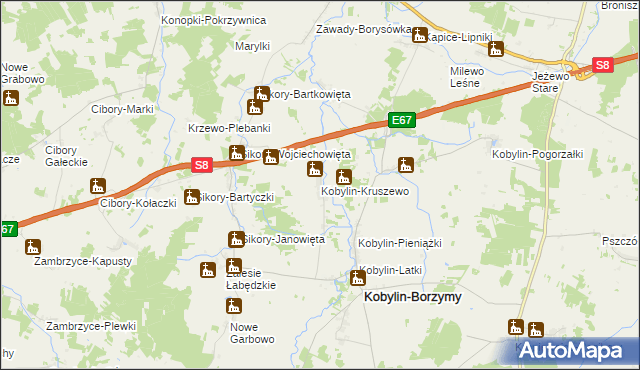 mapa Kobylin-Kruszewo, Kobylin-Kruszewo na mapie Targeo