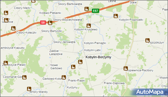 mapa Kobylin-Latki, Kobylin-Latki na mapie Targeo