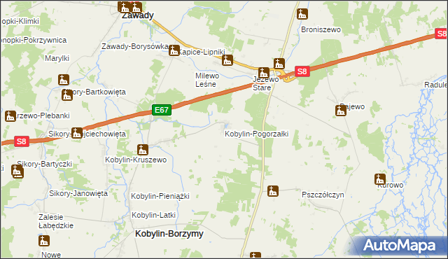 mapa Kobylin-Pogorzałki, Kobylin-Pogorzałki na mapie Targeo