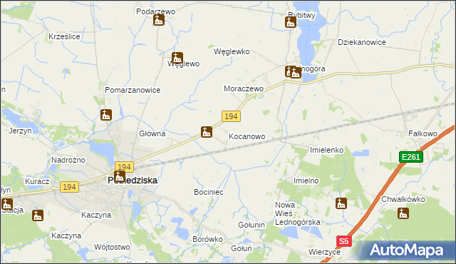 mapa Kocanowo, Kocanowo na mapie Targeo