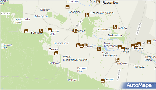 mapa Kochanówka gmina Sienno, Kochanówka gmina Sienno na mapie Targeo