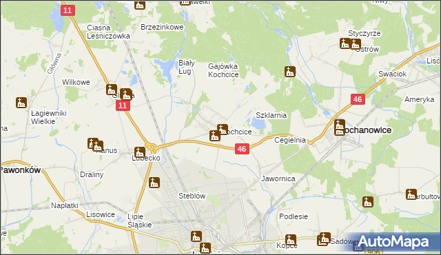 mapa Kochcice, Kochcice na mapie Targeo