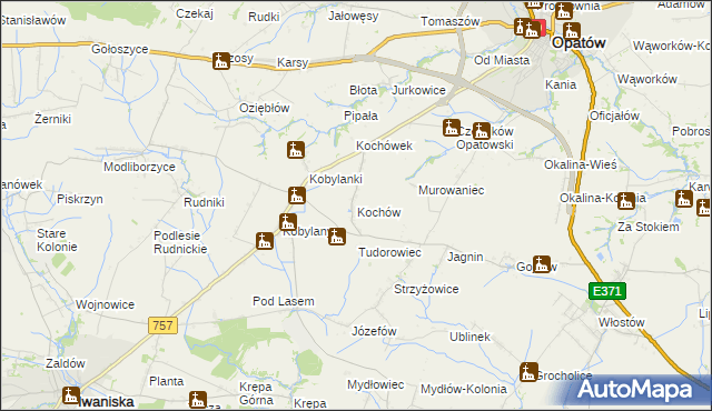 mapa Kochów gmina Opatów, Kochów gmina Opatów na mapie Targeo