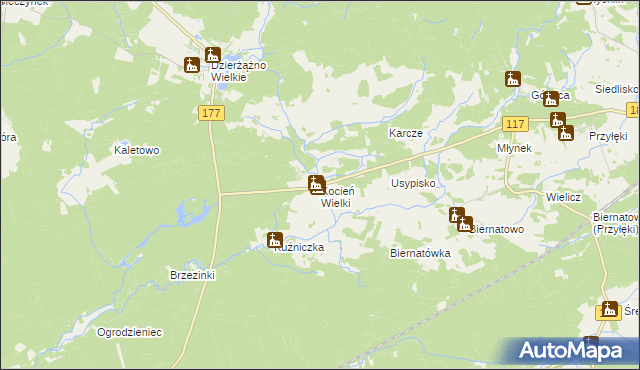 mapa Kocień Wielki, Kocień Wielki na mapie Targeo