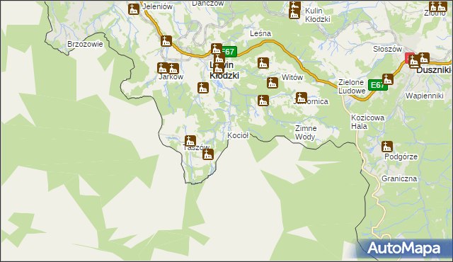 mapa Kocioł gmina Lewin Kłodzki, Kocioł gmina Lewin Kłodzki na mapie Targeo