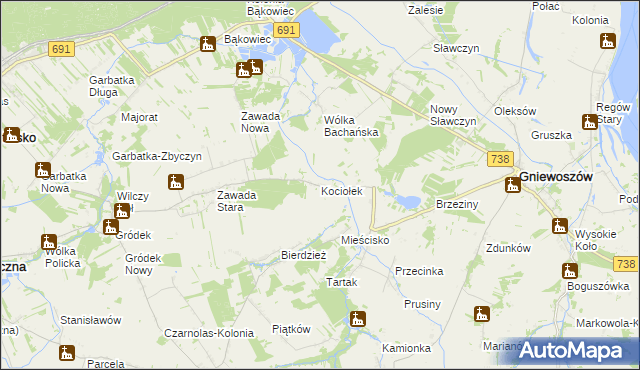 mapa Kociołek gmina Gniewoszów, Kociołek gmina Gniewoszów na mapie Targeo