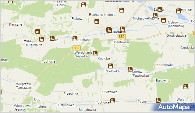 mapa Kociuba, Kociuba na mapie Targeo