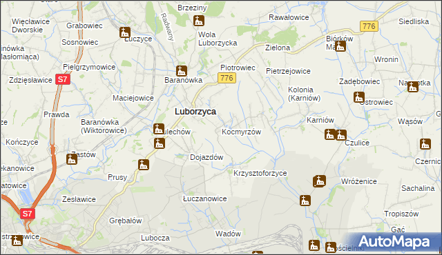 mapa Kocmyrzów, Kocmyrzów na mapie Targeo