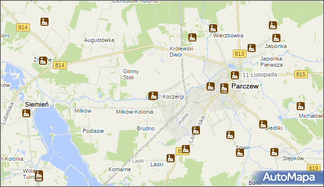 mapa Koczergi, Koczergi na mapie Targeo