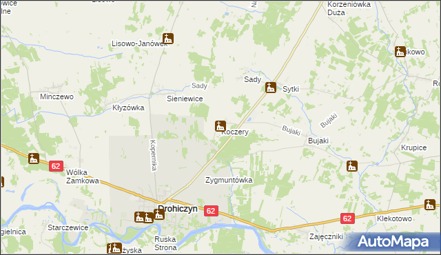 mapa Koczery, Koczery na mapie Targeo