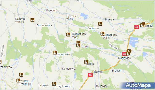 mapa Koczurki, Koczurki na mapie Targeo