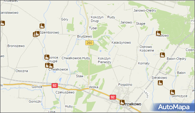 mapa Kokczyn Pierwszy, Kokczyn Pierwszy na mapie Targeo