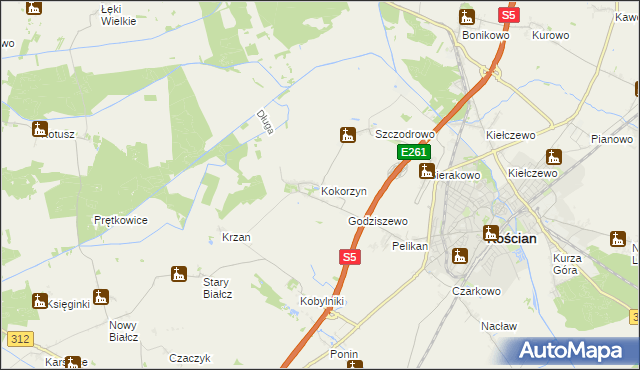 mapa Kokorzyn, Kokorzyn na mapie Targeo