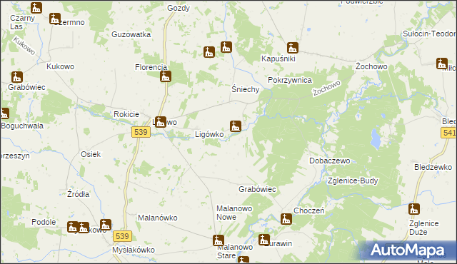 mapa Kokoszczyn gmina Mochowo, Kokoszczyn gmina Mochowo na mapie Targeo