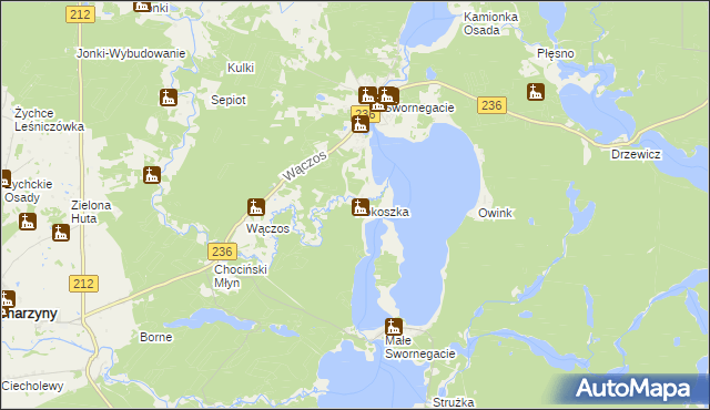 mapa Kokoszka gmina Chojnice, Kokoszka gmina Chojnice na mapie Targeo