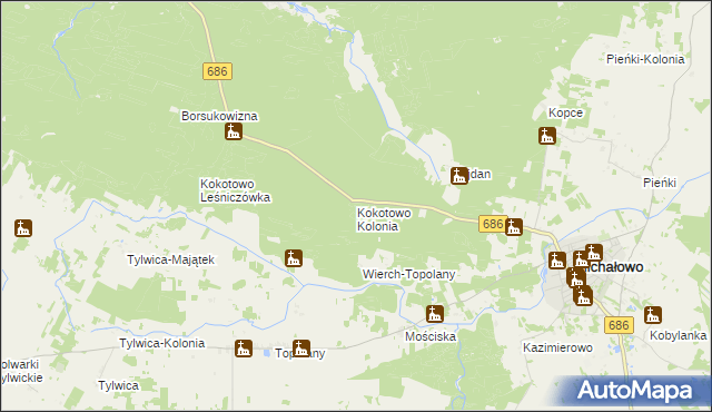 mapa Kokotowo Kolonia, Kokotowo Kolonia na mapie Targeo