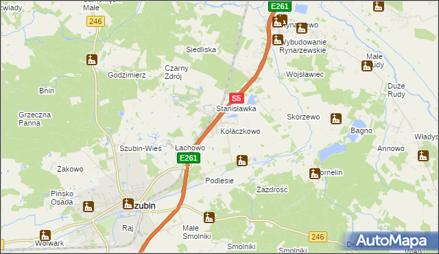 mapa Kołaczkowo gmina Szubin, Kołaczkowo gmina Szubin na mapie Targeo