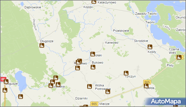 mapa Kołaki gmina Rajgród, Kołaki gmina Rajgród na mapie Targeo