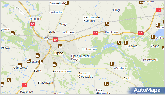 mapa Kolankowo gmina Lipno, Kolankowo gmina Lipno na mapie Targeo