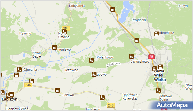 mapa Kolankowo gmina Nowa Wieś Wielka, Kolankowo gmina Nowa Wieś Wielka na mapie Targeo