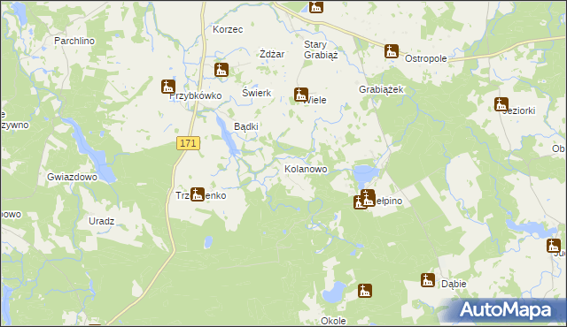 mapa Kolanowo, Kolanowo na mapie Targeo