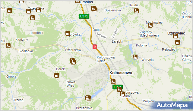 mapa Kolbuszowa Dolna, Kolbuszowa Dolna na mapie Targeo