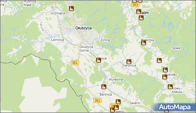 mapa Kolce, Kolce na mapie Targeo