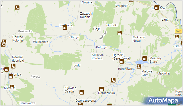 mapa Kołczyn Kolonia, Kołczyn Kolonia na mapie Targeo