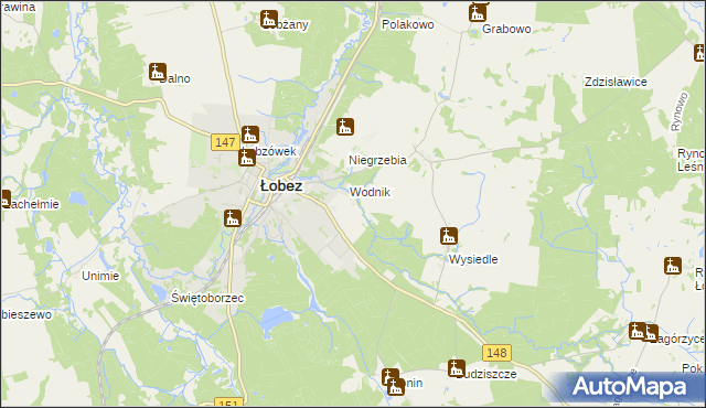 mapa Kołdrąb gmina Łobez, Kołdrąb gmina Łobez na mapie Targeo