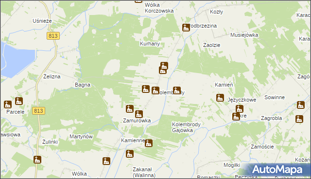 mapa Kolembrody, Kolembrody na mapie Targeo