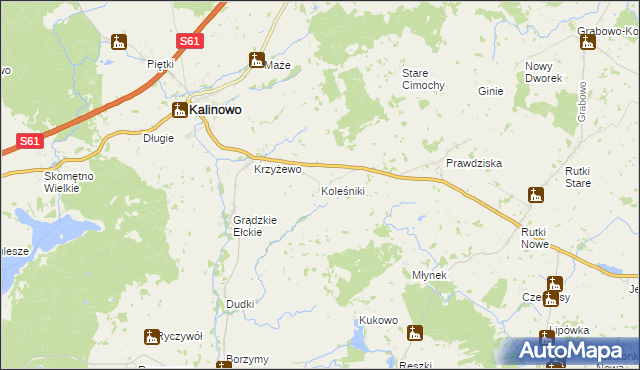 mapa Koleśniki gmina Kalinowo, Koleśniki gmina Kalinowo na mapie Targeo