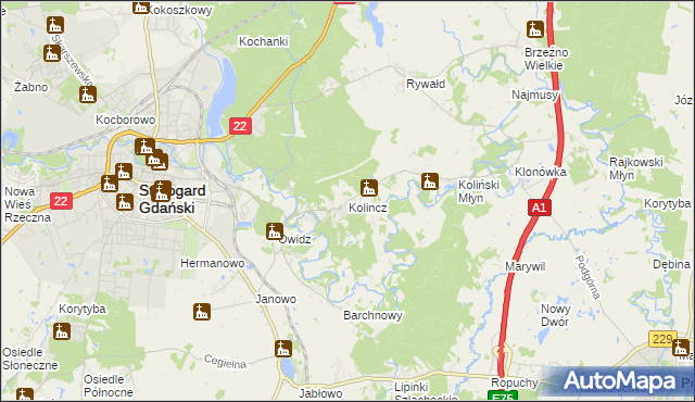 mapa Kolincz, Kolincz na mapie Targeo