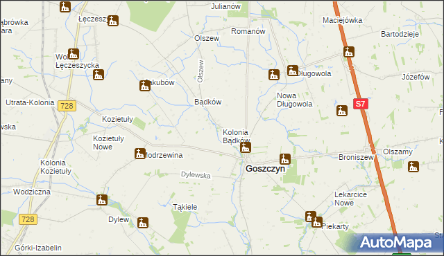mapa Kolonia Bądków, Kolonia Bądków na mapie Targeo