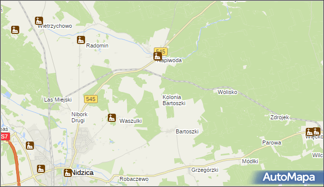 mapa Kolonia Bartoszki, Kolonia Bartoszki na mapie Targeo