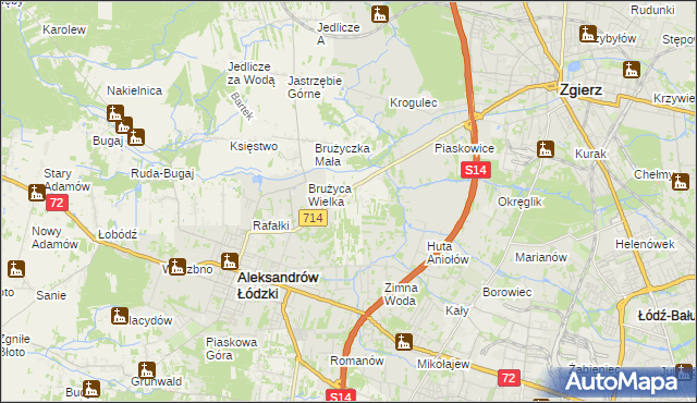 mapa Kolonia Brużyca, Kolonia Brużyca na mapie Targeo