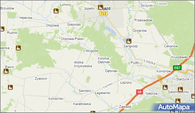 mapa Kolonia Dębniak, Kolonia Dębniak na mapie Targeo