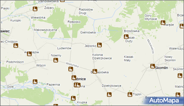 mapa Kolonia Dzietrzkowice, Kolonia Dzietrzkowice na mapie Targeo