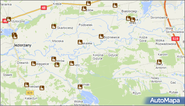 mapa Kolonia Giżyce, Kolonia Giżyce na mapie Targeo