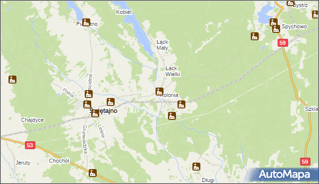 mapa Kolonia gmina Świętajno, Kolonia gmina Świętajno na mapie Targeo