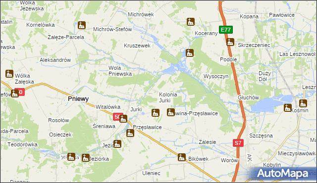 mapa Kolonia Jurki, Kolonia Jurki na mapie Targeo